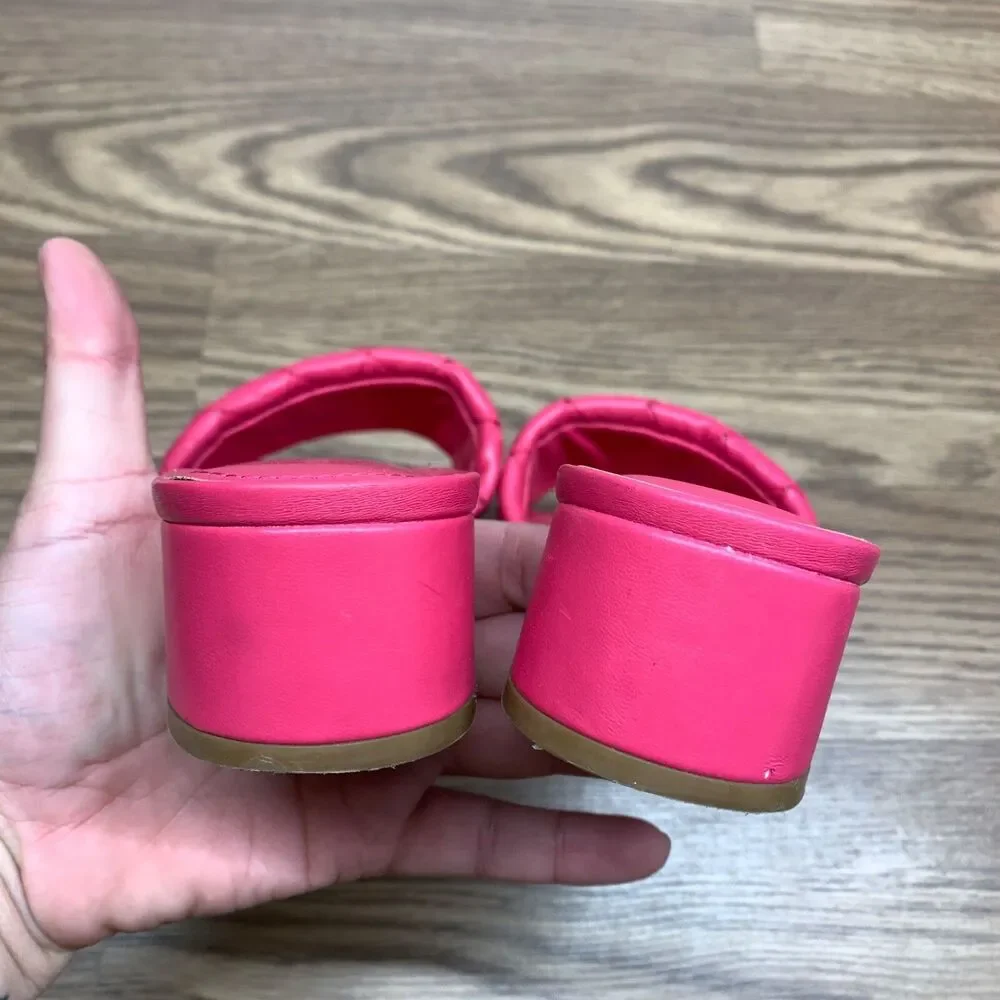 Marc Fisher Sandals Size 8M Hot Pink Casper Block Heel Barbiecore Travel Slip-On